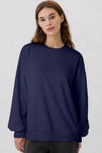 Sea Green Solid Fleece Lined Drop Shoulder High Low Sweatshirt