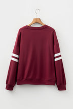 Sky Blue Varsity Striped Detail Drop Shoulder Oversized Sweatshirt