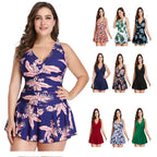 European And American Print Split Skirt Hot Spring Swimsuit