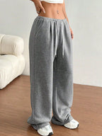 Casual Drawstring High Waist Wide Leg Sweatpants