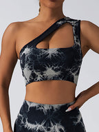 Seamless One-Shoulder Bra & Scrunch Leggings Set - High Waisted Yoga Pants
