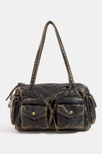 Fame Multi Pocket Textured Leather Shoulder Bag