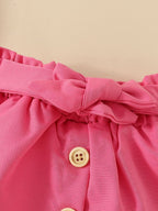 Children's Strawberry Bunny Graphic Ruffle Sleeve Top and Skirt Set