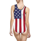 American Flag One-Piece Swimsuit — Patriotic USA Beachwear for Women