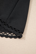 Navy Blue Plus Size Frilled Elastic Waist Lace Trim Boho Ruffled Shorts