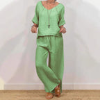 Women’s Multi Color Two Piece Set V Neck Top & Pants