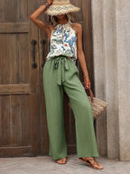 Printed Tank Top and Wide Leg Pants Set