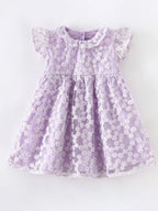 Children's Floral Lace Ruffle Sleeve Party Dress