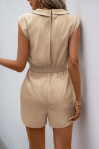 Parchor V Neck Slperment Solid Coleeveless Rom