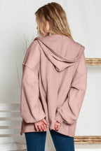 Green Flap Pockets Bishop Sleeve Zip Up Hoodie Jacket