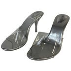 Nbuunbu Womens Size 10 Silver Clear Strap Open Toe 10" Heel Slide On Shoes