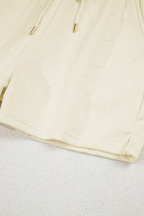 White Bow Jacquard Ruffle Sleeve Short 2pcs Outfit