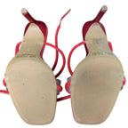 Dream Pairs Womens 9.5 Red Rhinestone Bow Clear Strap 4.5" Heel Open Toe Shoes