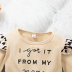 European And American Girls Letter Long Sleeve Dress Leopard Print
