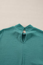 Gossamer Pink Swiss Dot Balloon Sleeve Loose Blouse