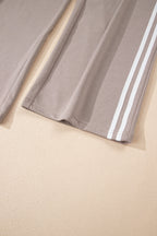 Gray Morn Varsity Striped Detail Crewneck Pullover Elastic Sweatpants 2pcs Outfit