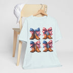T-Shirt American Cowboy Boot with American Flags Patriotic Tee