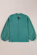 Gossamer Pink Swiss Dot Balloon Sleeve Loose Blouse
