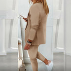 Women’s Notch-Lapel Blazer & Drawstring Pants Suit Set