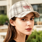 Women's Striped Checkered Embroidered Baseball Cap – 4 Colors