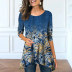 Plus Size Women's Floral Print Round Neck Dress