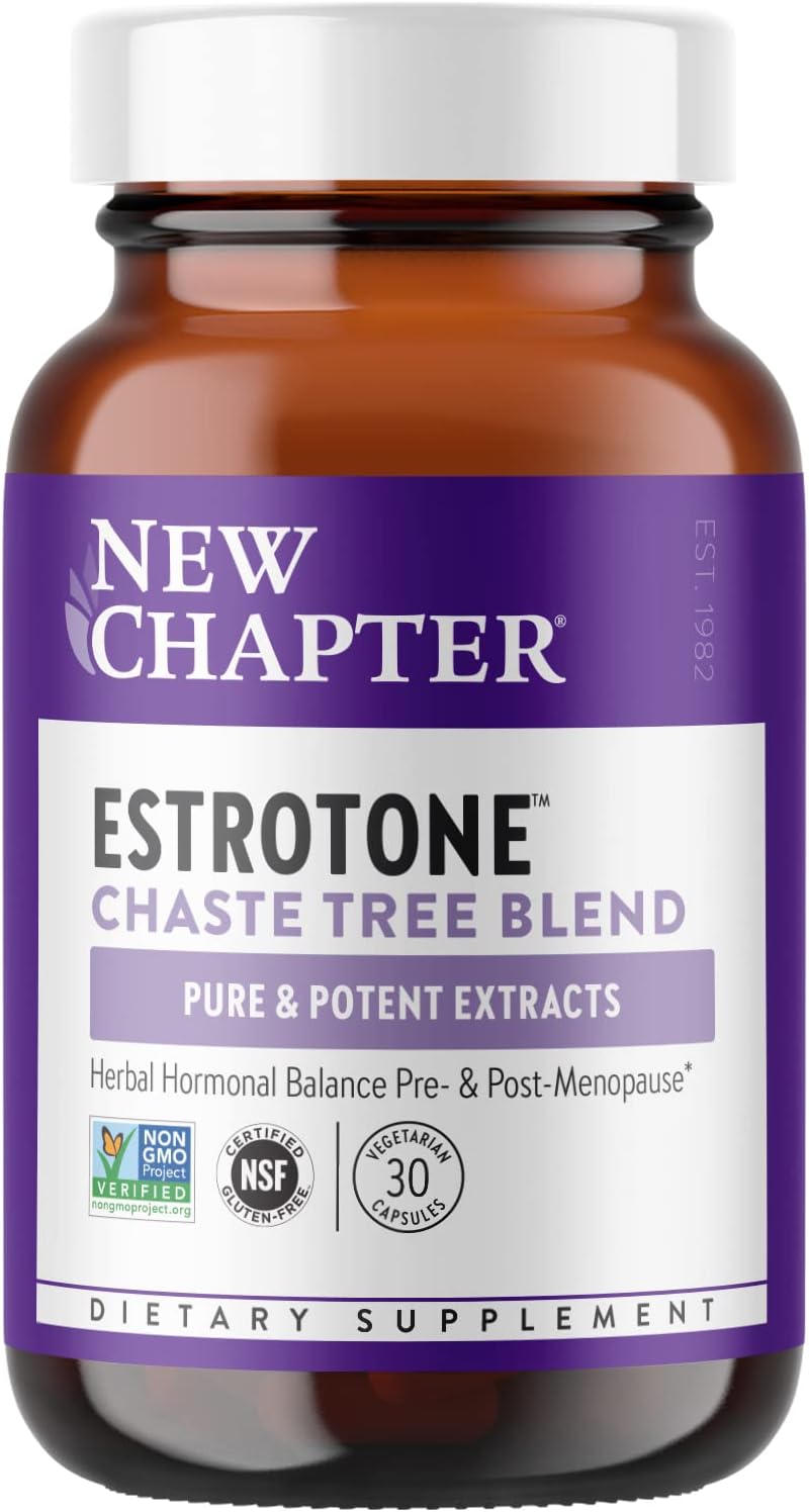 New Chapter Estrotone Menopause Supplement, 30ct Vegetarian Capsules – Herbal Hormone Balance Blend with Black Cohosh & Evening Primrose for Hot Flash Relief