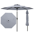 9 FT Outdoor Market Patio Table Umbrella Push Button Tilt Crank Lift-gray