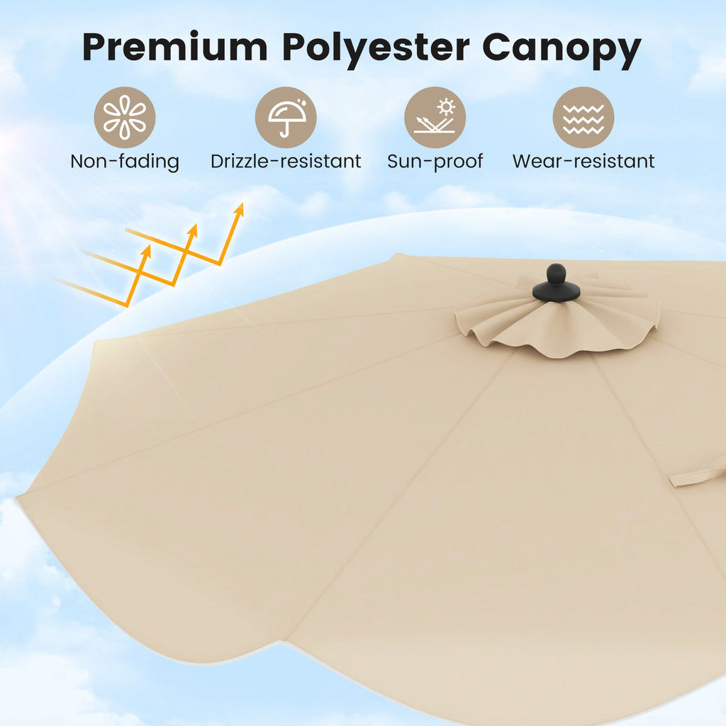 9 FT Patio Umbrella with Crank Handle and Push Button Tilt