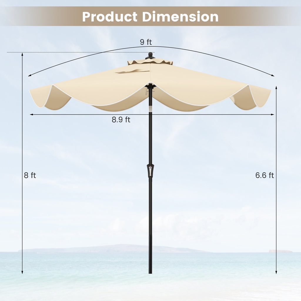 9 FT Patio Umbrella with Crank Handle and Push Button Tilt