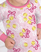 Softball Cherry Mom And Girl Matching Bamboo Two Piece Long Sleeve Pajama Set