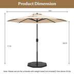 9 FT Outdoor Market Patio Table Umbrella Push Button Tilt Crank Lift-gray