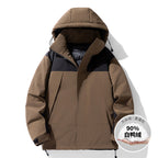 Men's Winter Color-Block Hooded Thick Down Jacket