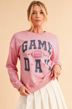 Pink Rugby GAME DAY Graphic Drop Shoulder Sweatshirt