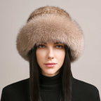 Women’s Mink Hair Winter Hat – Braided Fur Warm Elegant Beanie