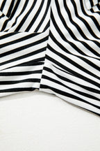 Black Striped Frill Knot Waist Decor Pants