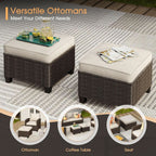 8 Piece Patio Furniture Set with Firepit and Cushions