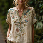 Spring Fashion Carnival Trendy Printed Womens V-Neck Short-Sleeve Top