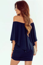 Plus size  Dressing Layered Fiery Red Mini Poncho Dress