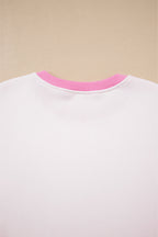 Strawberry Pink Colorblock Pullover and Drawstring Shorts Set