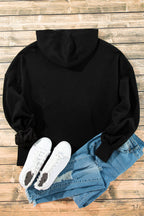 Orange Half Zipper Kangaroo Pockets Drop Shoulder Hoodie