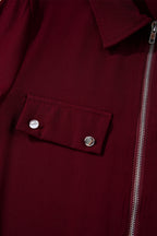 Dusk Blue Collar Tab Sleeve Zip Up Flap Detail Jacket
