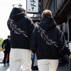 European And American Autumn And Winter Cherry Blossom Hooded Sweater Men And Women Street Hip Hop Retro