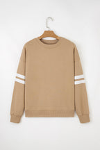 Sky Blue Varsity Striped Detail Drop Shoulder Oversized Sweatshirt