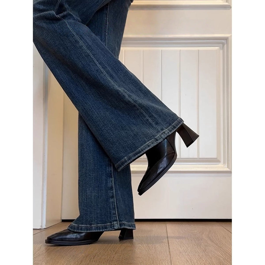 Women's Square Toe Chunky Heel Boots