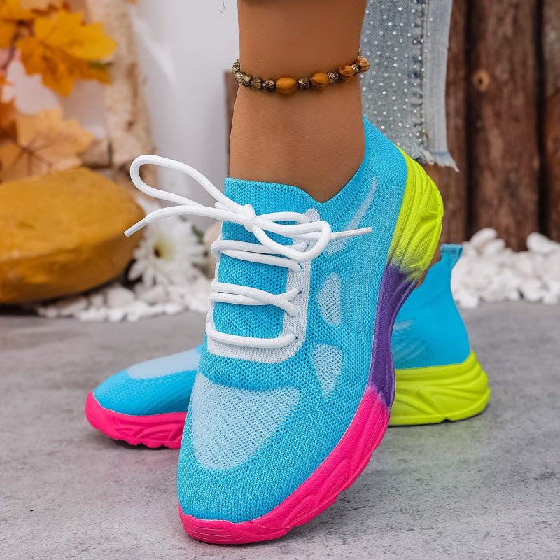 Breathable Mesh Lace-Up Casual Flats
