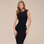 Sleeveless Bodycon Dress with Back Split – High Waist Sheath Dress