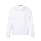Beaded Letter Pearl Heavyweight Crewneck Hoodie For Couples