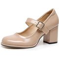 VenusCelia Womens Size 6.5 Nude 3" Heel Mary Jane Closed Round Toe Shoes