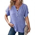 Women's Casual Button-up Short-sleeve Top