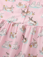 Children's Bunny Print Round Neck Casual Dress